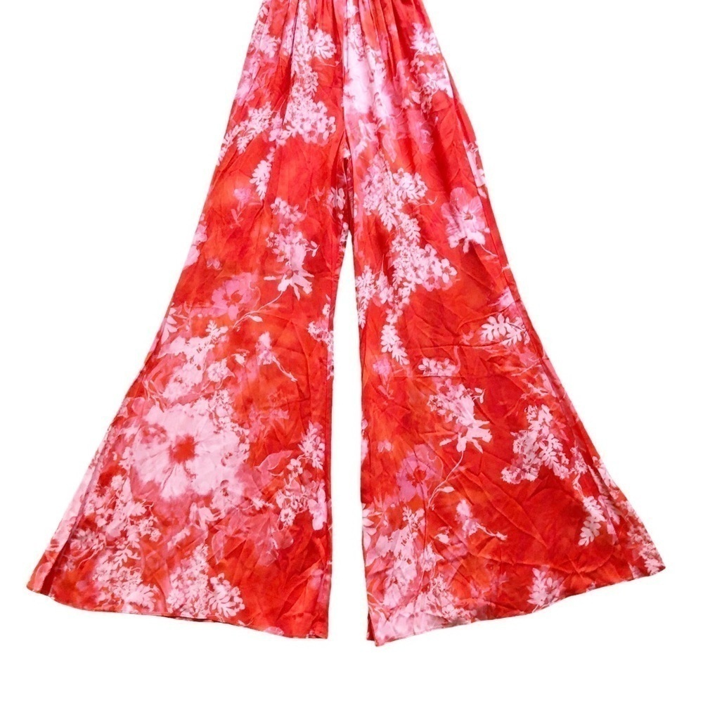 Pinko Jumpsuit Aquarius Tuta Georgette Hibiscus Floral Orange Size 4 - Picture 15 of 16